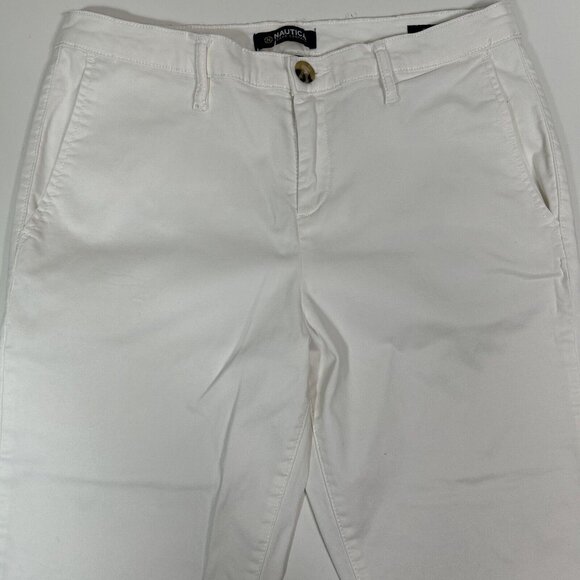 Nautica Woman's 4/27 Pant Ankle Trouser Soft Cotton Tencel Stretch White 30x27" - Picture 3 of 8